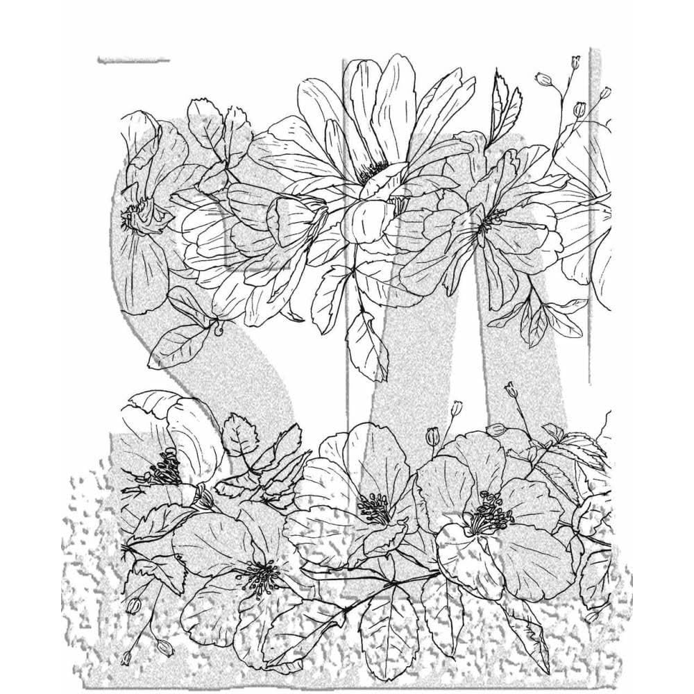 Tim Holtz Cling Stamps 7"X8.5"-Floral Trims