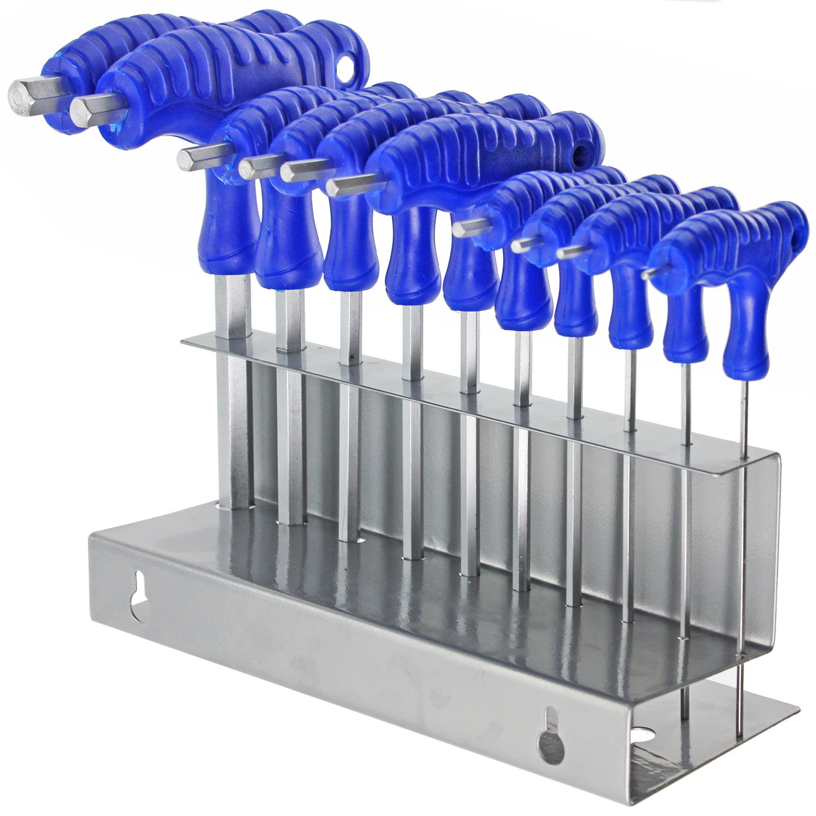 Spares2go Screwdriver Set Hex Allen Key T Handle Metric Cr-V (10 Piece + Stand)