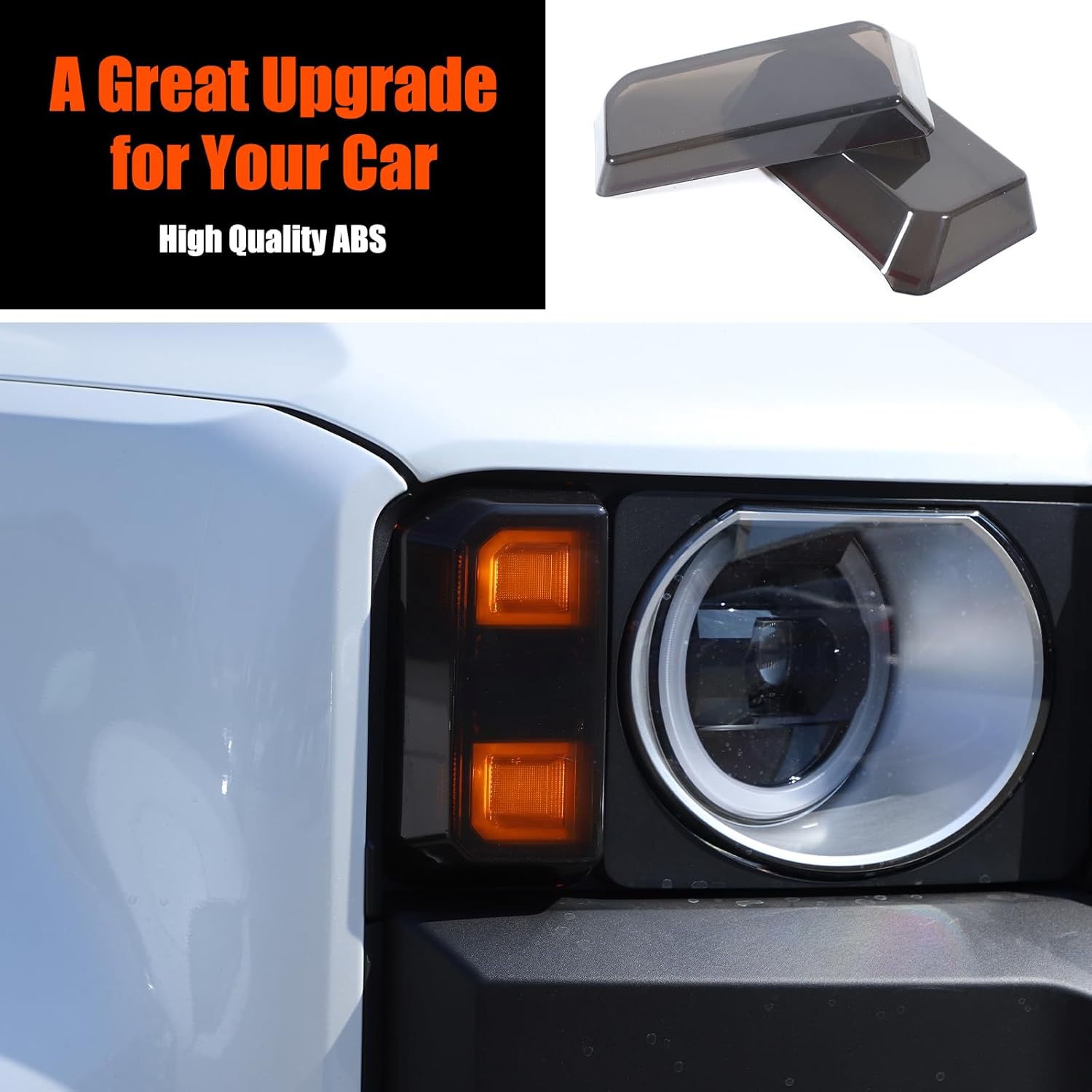 Front Turn Signal Light Cover Compatible with Toyota Land Cruiser 250 Prado J250 LC250 2024 2025 2026, Smoked Marker Corner Light Lamp Lens Trim Cover (For Round Lamp Version)