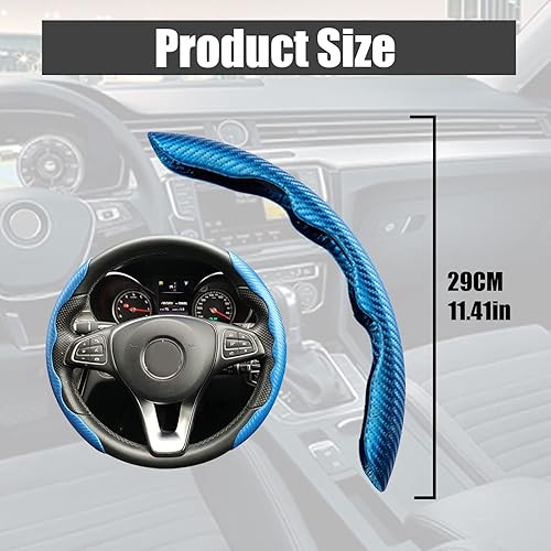 Miniatura 2 de 2 fundas antideslizantes de fibra de carbono para volante de automóvil, protector de volante segmentado, accesorio universal seguro y antideslizante