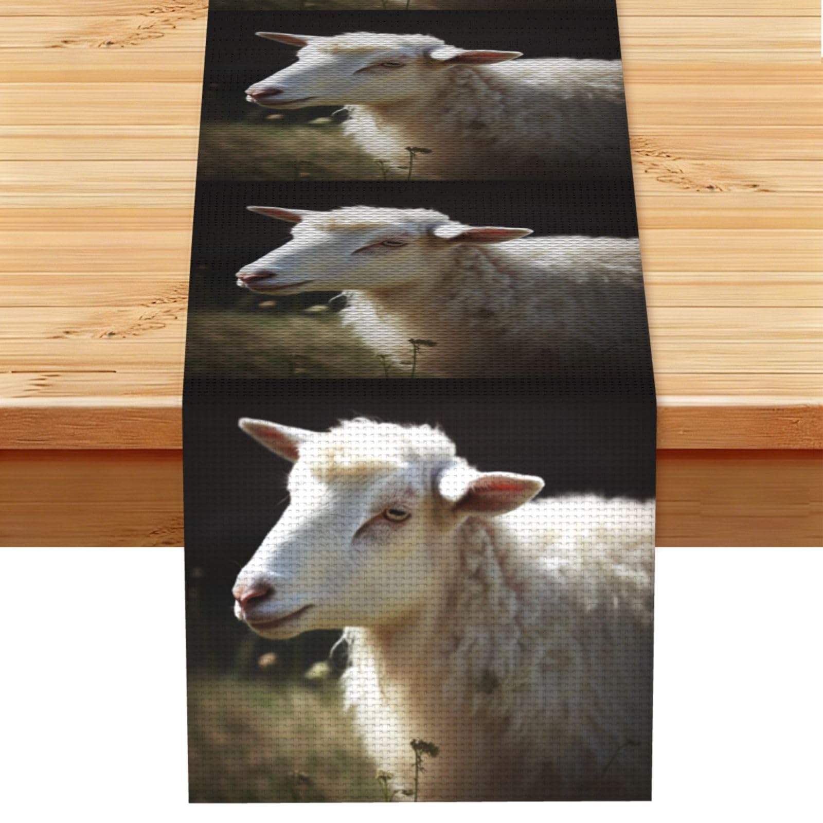 Sheep Table Runner 13x72 Inch Cotton Linen Table Linen Washable Farmhouse Tablecloth Modern Abstract Art Kitchen Dinning Table Decoration for Home Party Decor