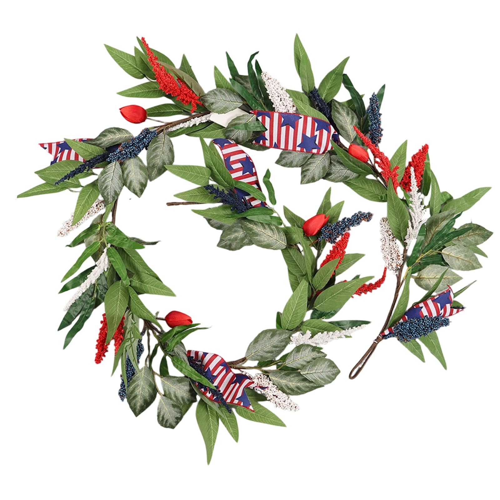 Btgghytr Patriotic Festival Wreath Decoration with Realistic Flower and Leaves for Door Mantel Independence Day Party Decoration Independence Day Wreath
