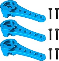 Vista 7 de Paquete de 3 servos de aluminio 25T servo brazo de dirección largo compatible con Futaba Savox Power HD Xcore 1/8 1/10 TRX4 SCX10 RC Crawler (negro)