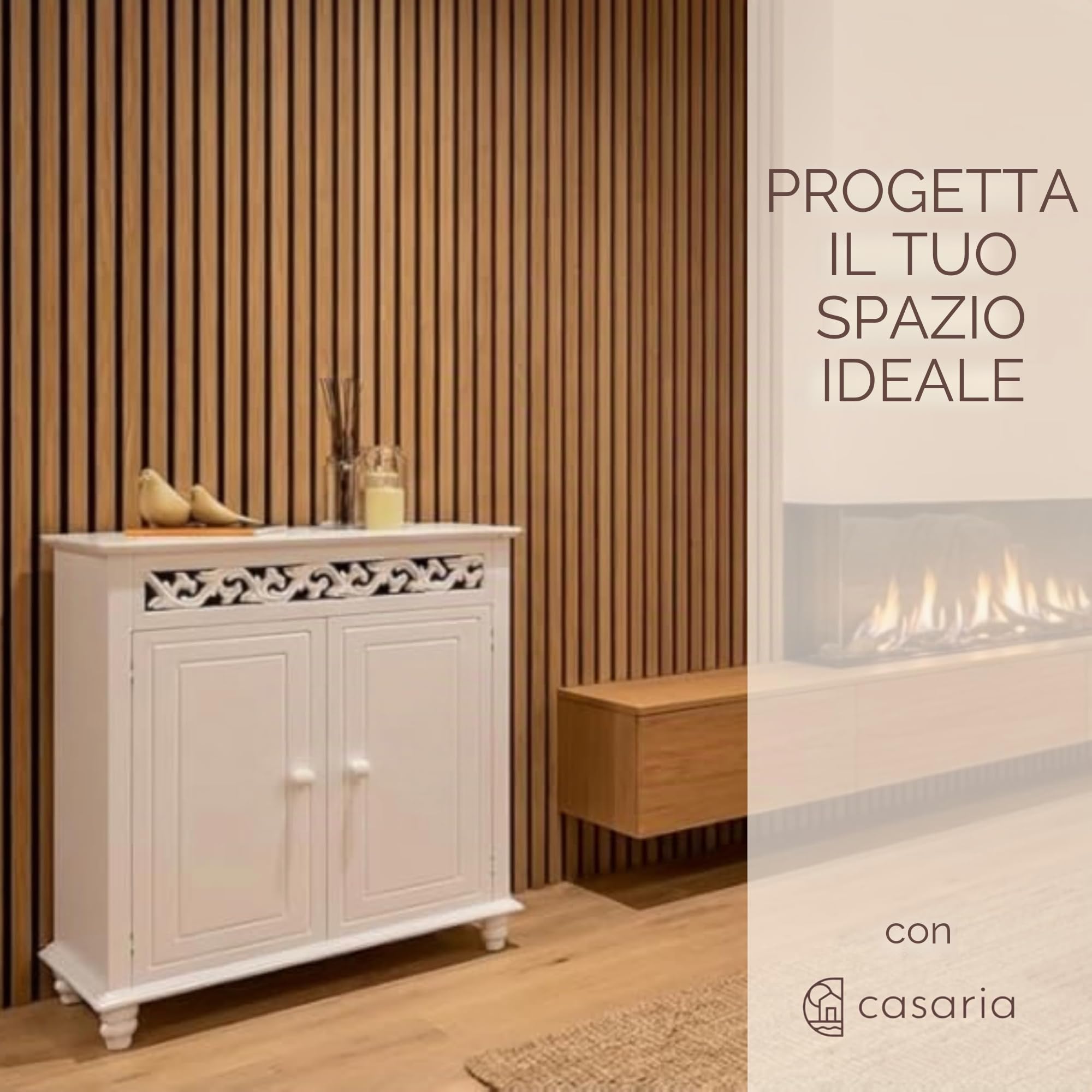 Casaria® Mobiletto Bianco Stile Country 76x65x35cm 2 Scomparti Armadietto Multiuso con Ante Mobile Bagno Consolle Ingresso Credenza Cucina Madia Soggiorno Mobili Salone Arredamento Casa Mobile TV