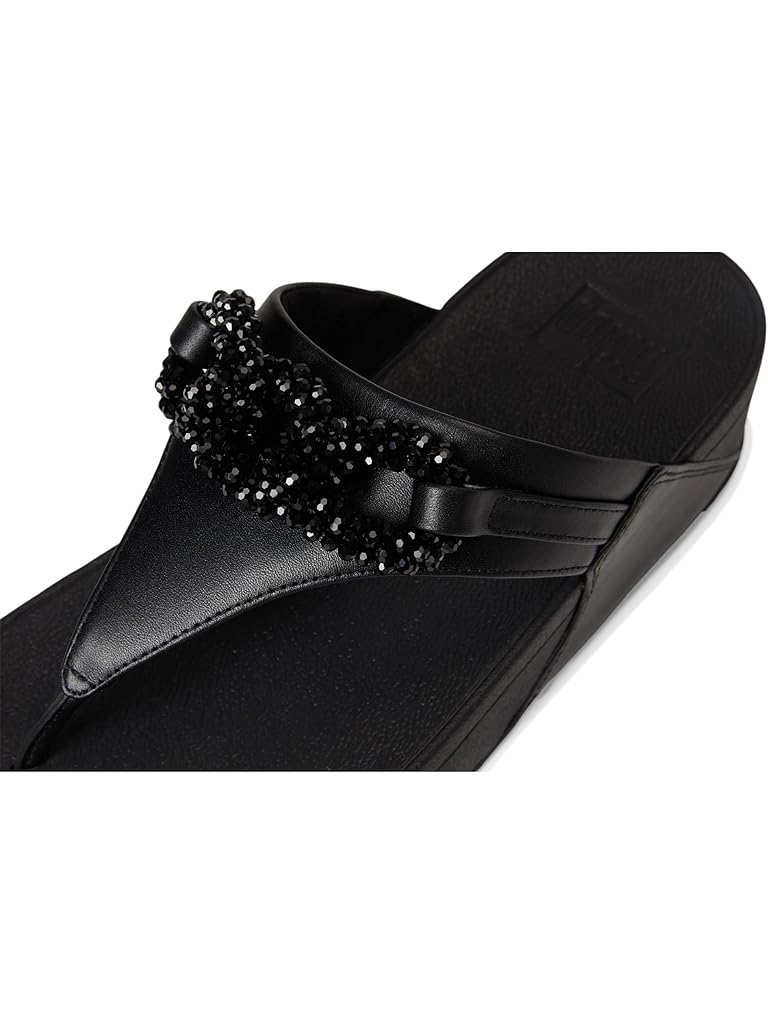 Black FitFlop Lulu Beaded-chain Leather Toe-post Sandals