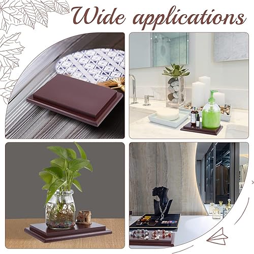 Miniatura 7 de FINGERINSPIRE Base rectangular de madera con borde Ogee (camello, 6.9 x 4.9 x 0.8 pulgadas), base de madera para piedras preciosas y joyas, base de