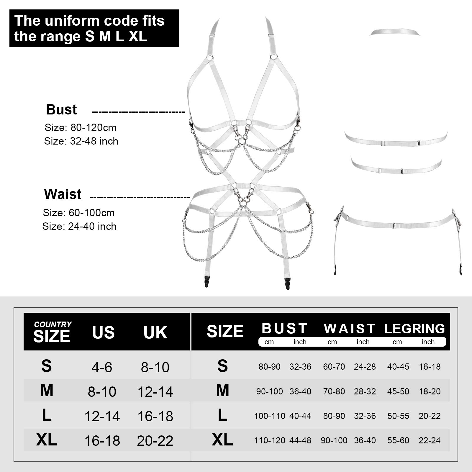 Body harnas BH voor dames Lingerie kooi Tops Punk Gothic Kousenband
