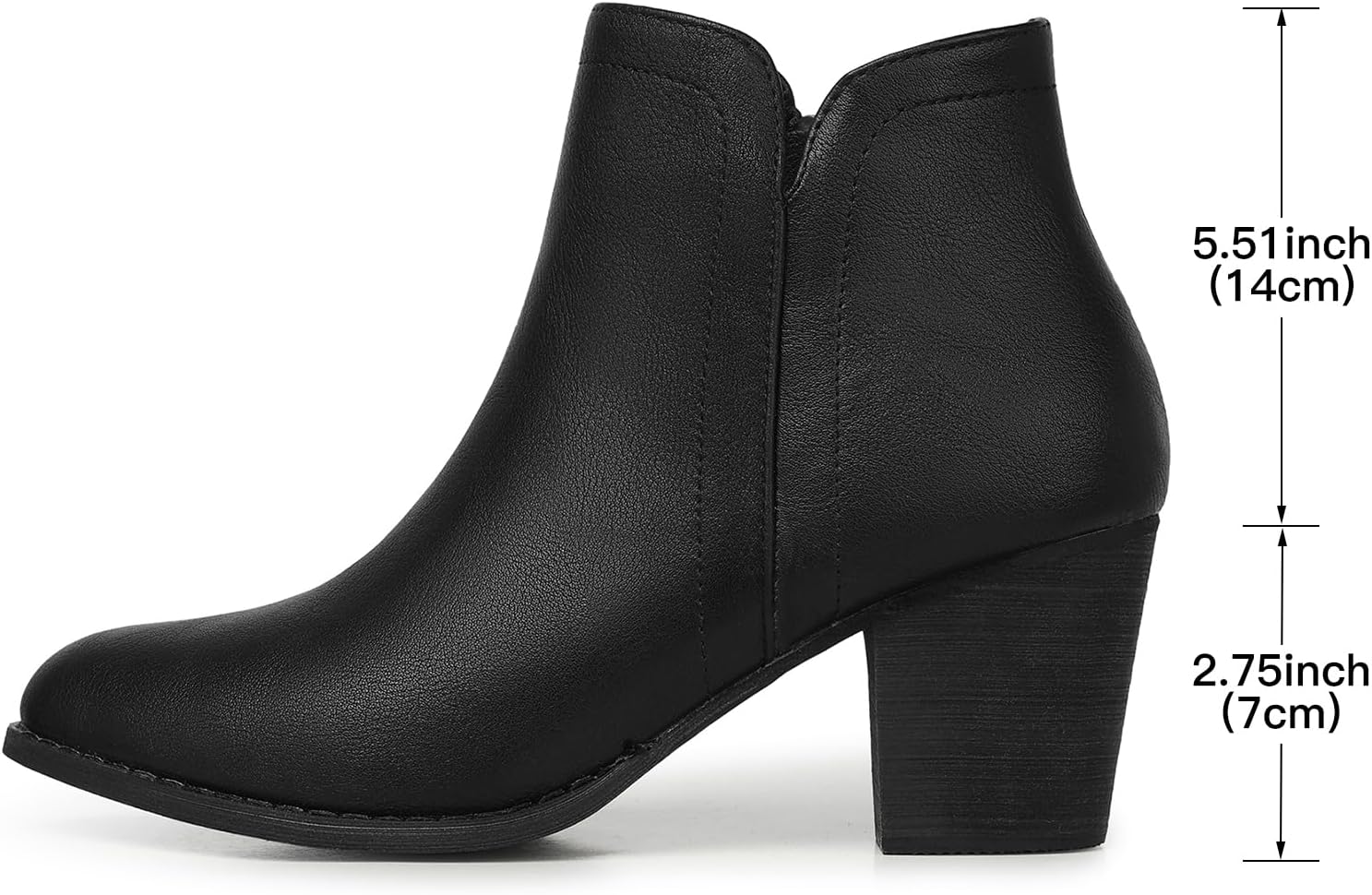 SHIBEVER Women's Ankle Boots Heel: Chunky Low Heeled Almond Toe Short Booties with Zipper Faux Suede Dress Western Fall 2025 Shoes - Image 5