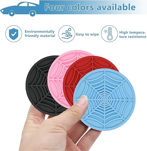 Miniatura 6 de 4 posavasos para automóvil, tapete antideslizante de almacenamiento de automóvil de 2.75 pulgadas, posavasos de silicona para automóvil, adecuados