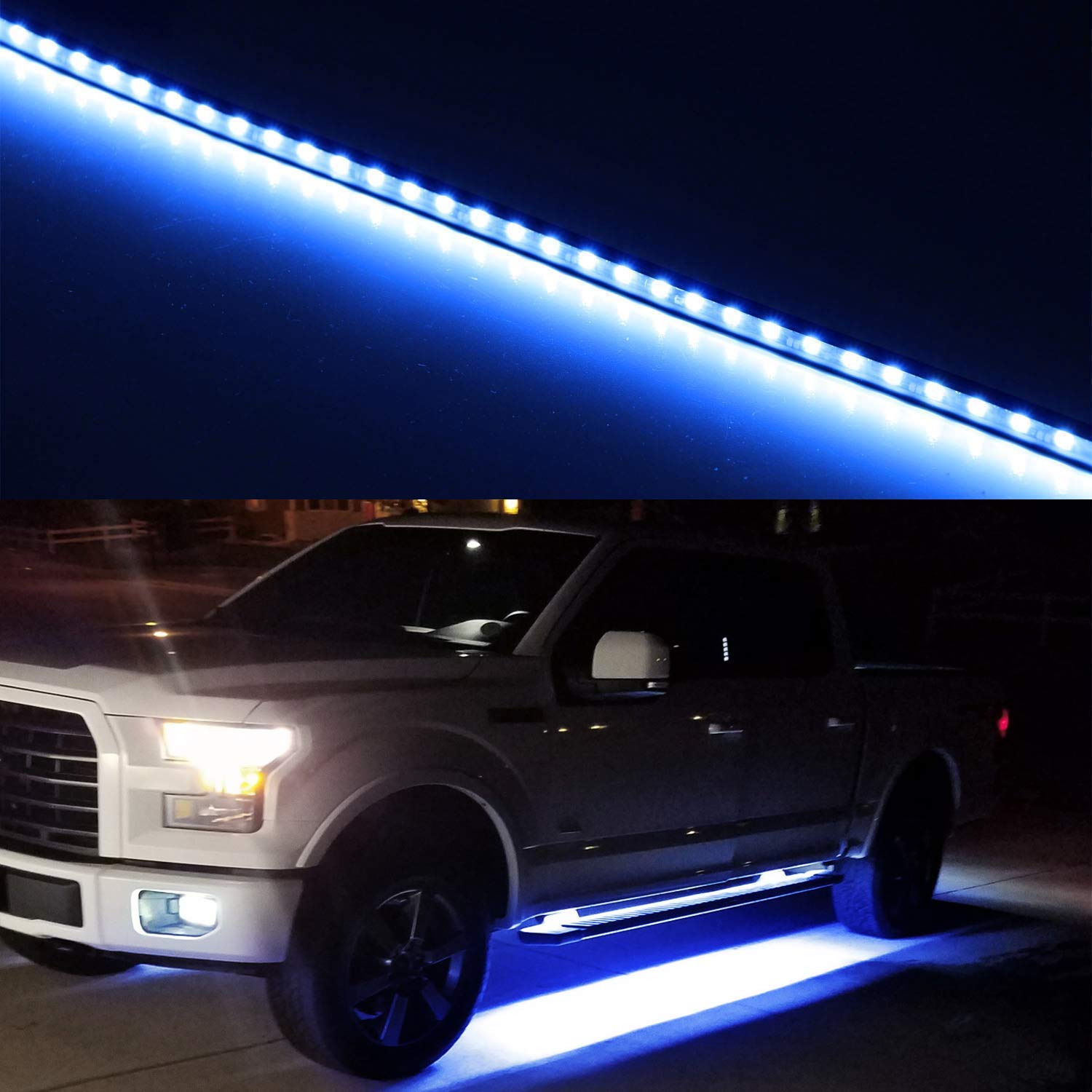 iJDMTOY 40-Inch 63-SMD Flexible LED Running Board/Side Step Lighting Kit Compatible with Ford GMC Chevy Dodge Toyota Nissan Honda Truck SUV, Ultra Blue