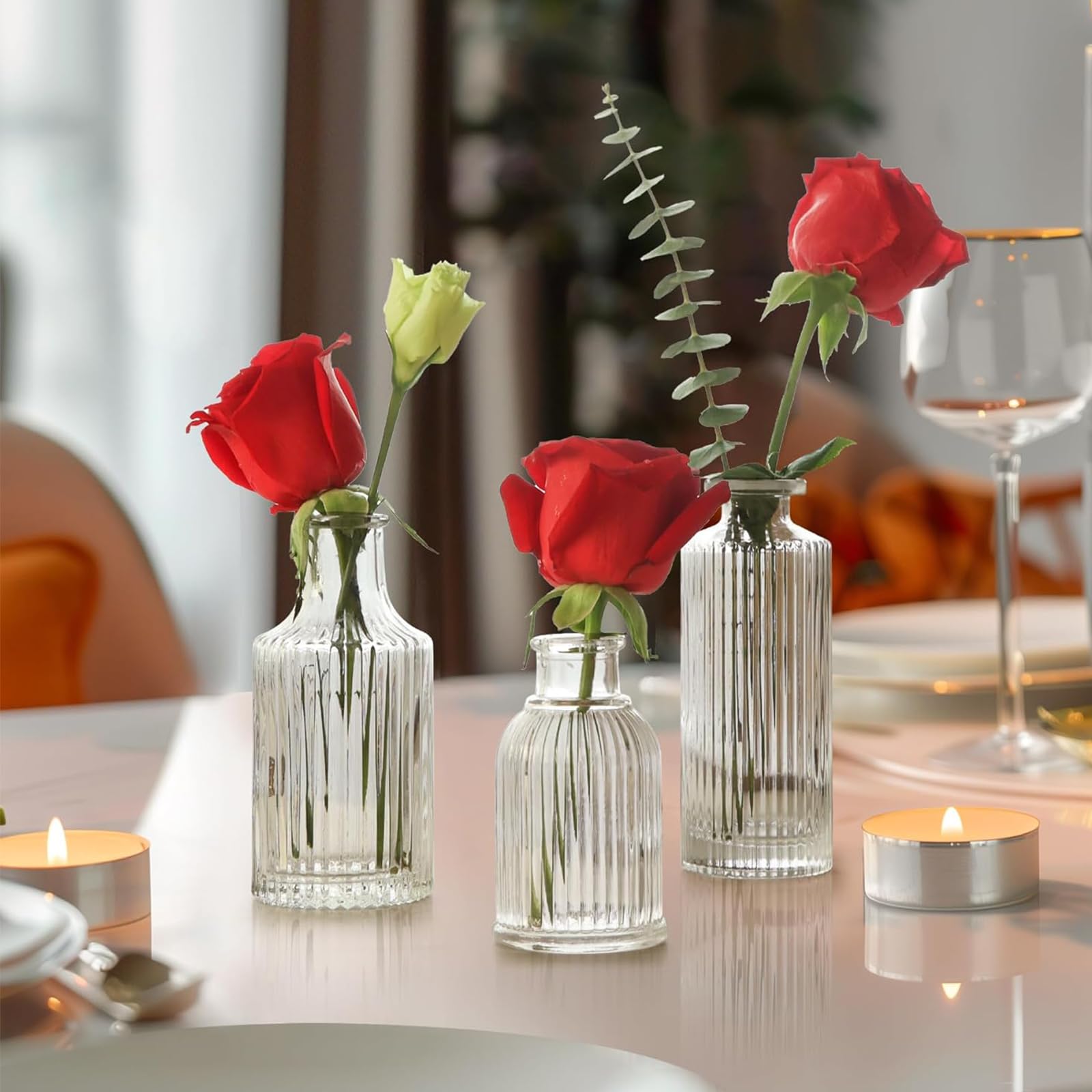 30pcs Vasen Set Kleine Vasen für Tischdeko, Vintage Kleine Glasvasen Set Hochzeitsdeko, Mini Blumenvasen Tischdekoration, 30 Muster Mini Vase Tischdeko für Party, Budvasen Geschenk