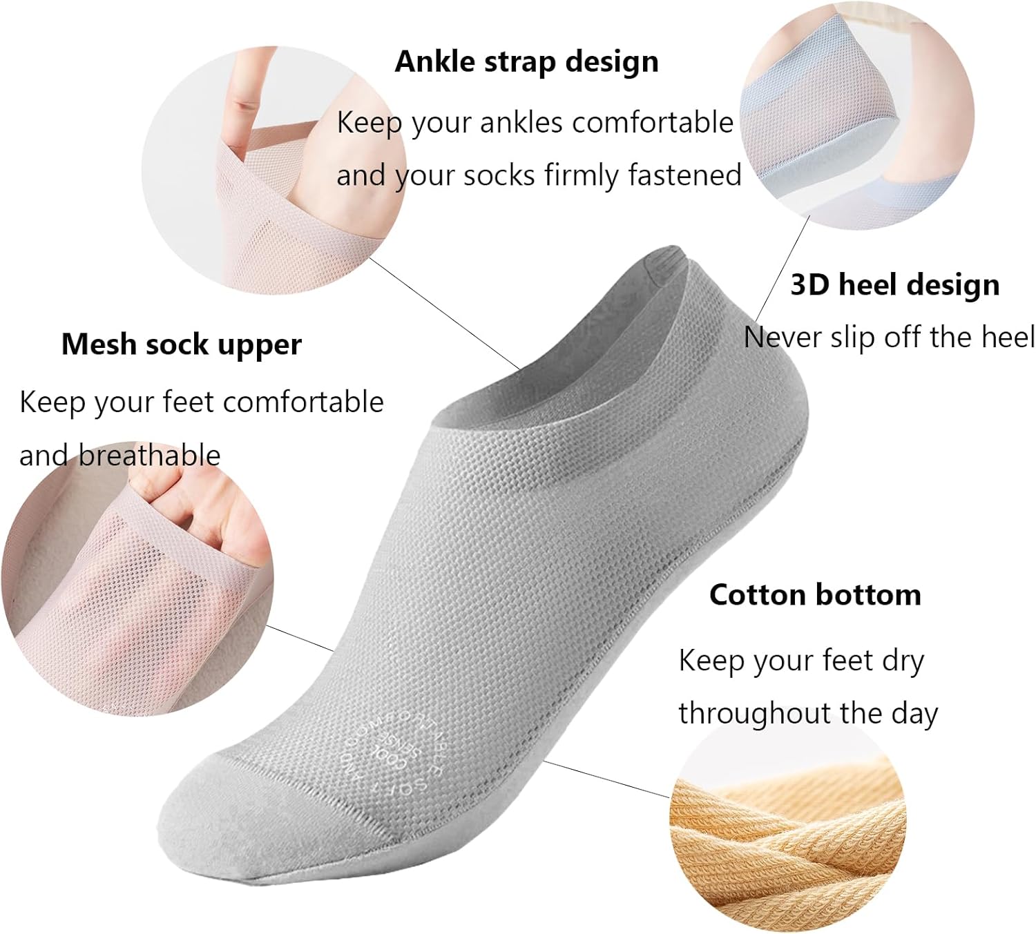 Womens Thin Socks Non Slip Ultra Thin Liner Socks Nylon Cool Sense No Show Socks Sheer Lightweight - Image 2