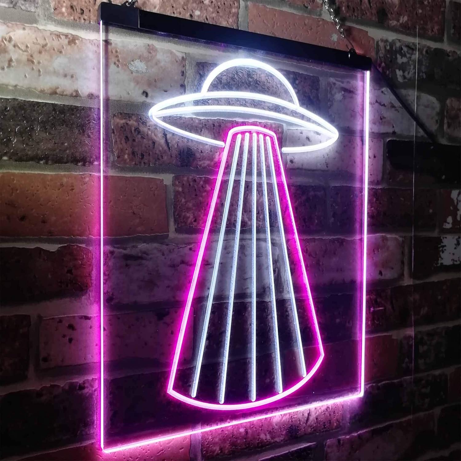 ADVPRO UFO Space Ship Star Shuttle Man Cave Dual Color LED Neon Sign White & Purple 8.5" x 12" st6s23-i3134-wp