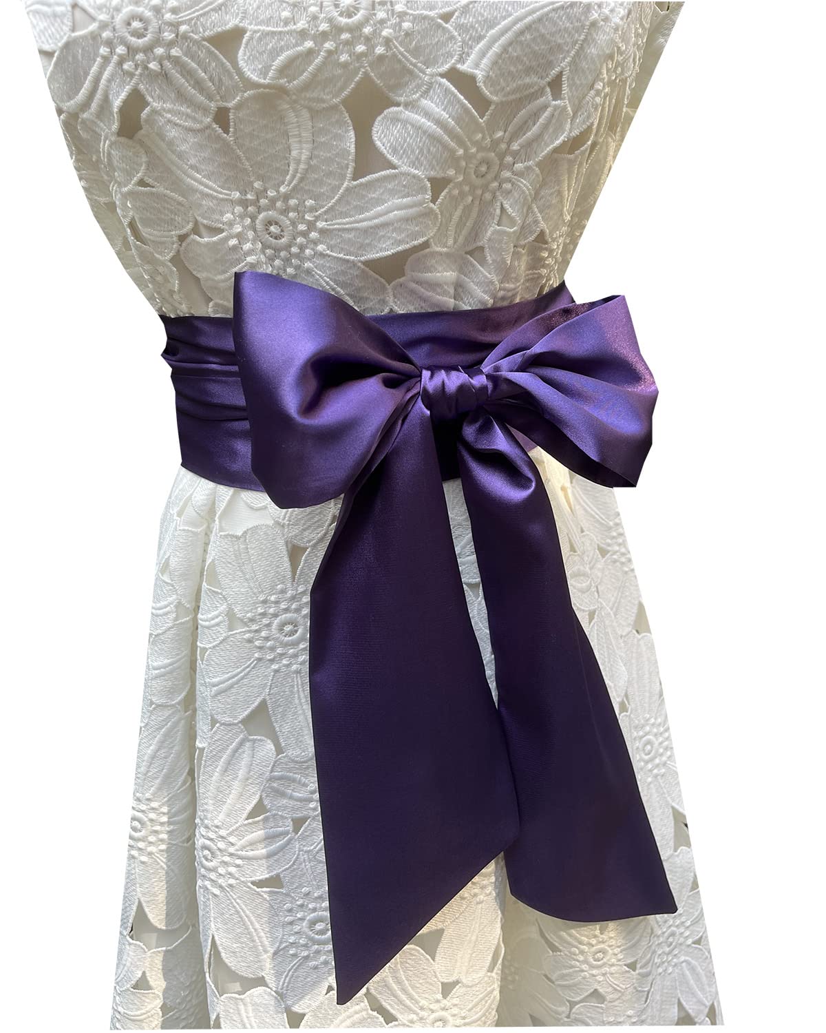 LORDRIE Women Satin Sash Belts For Bridal Bridesmaid Dresses Girls Waist Belts For Special Occasion, Purple, Medium