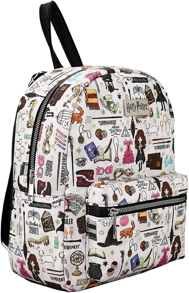 Bioworld Harry Potter Hogwarts Chibi Characters & Icons All Over Print White Mini Backpack - Image 3