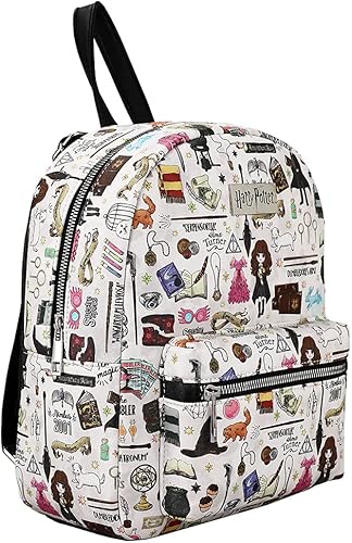 Miniatura 3 de Harry Potter Hogwarts Chibi Personajes e iconos en toda la mochila impresa en blanco
