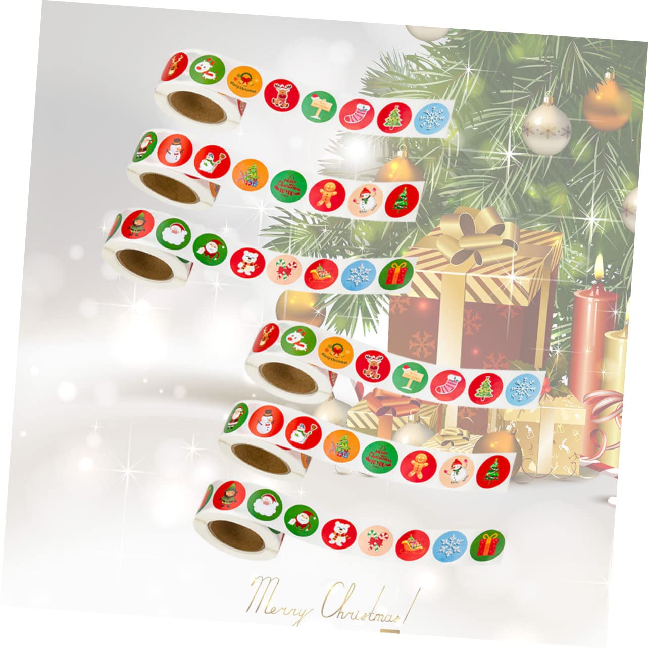 VILLCASE 3 Set Di Adesivi Rotondi Natalizi Autoadesivi Adesivi Sigillanti Festivi Fatti A Mano Decalcomanie in Rotolo Per Bomboniere Di Sacchetti Di Caramelle 6 * 3