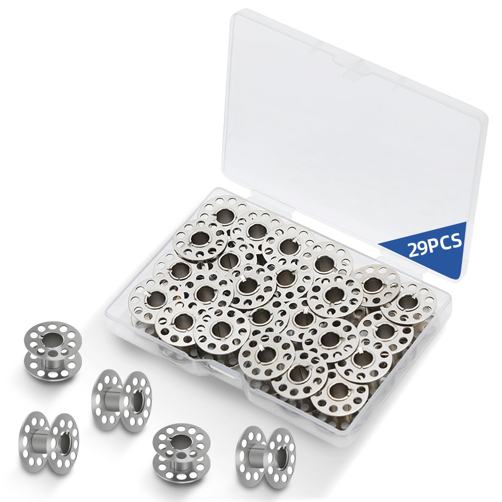 36 Bobine In Metallo per Macchina da Cucire con Scatola