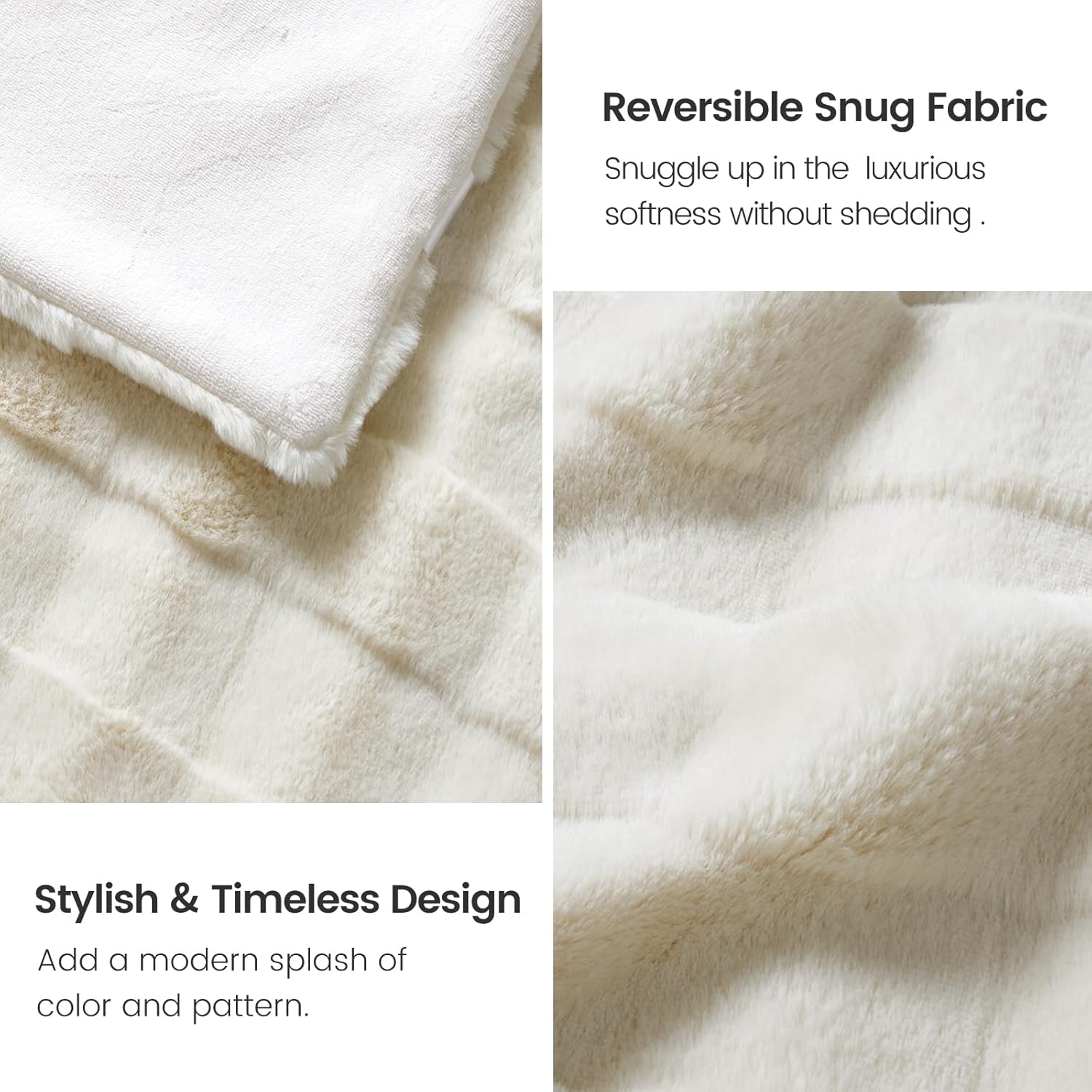 Cozy Bliss Fluffy Faux Fur Throw Blanket for Couch,Warm Cozy Soft Cream White Throw Blankets for Sofa Bed Living Room,60x80 Inches - Image 6