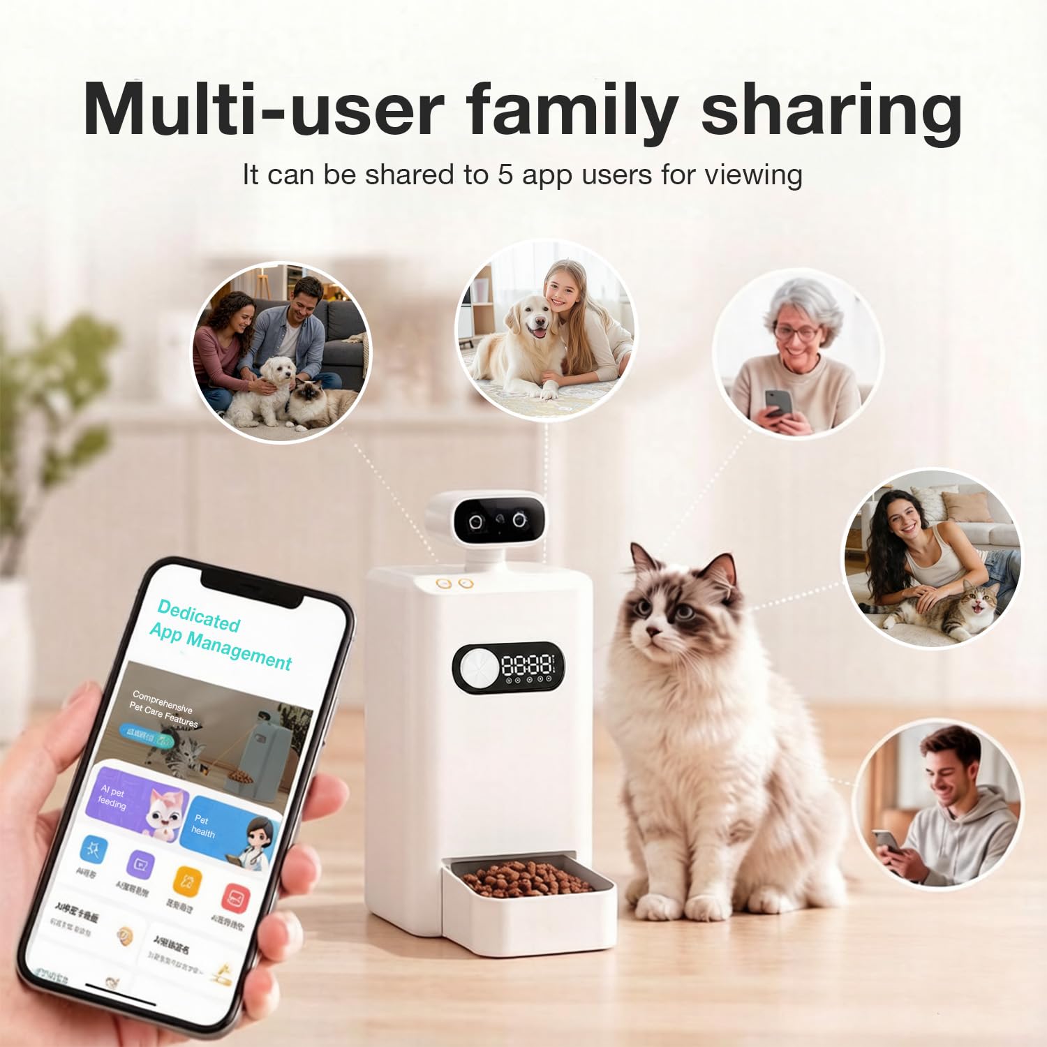 Intelligenter Futterautomat mit Kamera WLAN für Katzen und Hunde