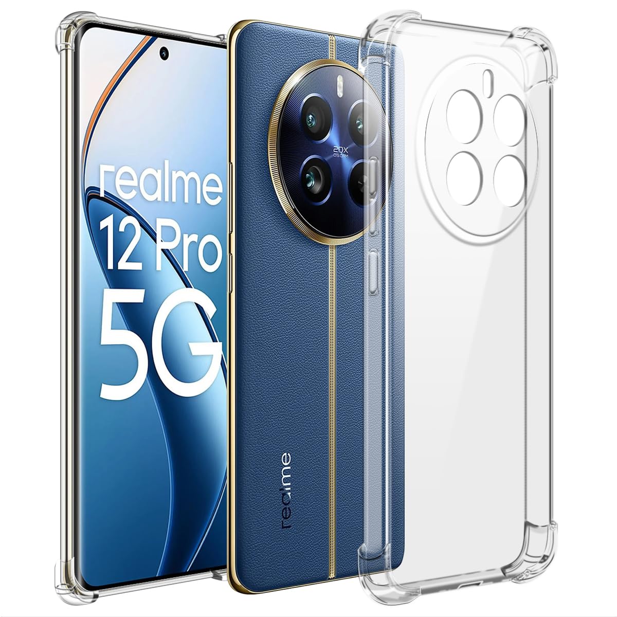COMAKU Handyhülle Für Realme 12+ 5G – Ultradünne TPU-Silikon-Hülle Mit Leder-Optik & Magnethalterung