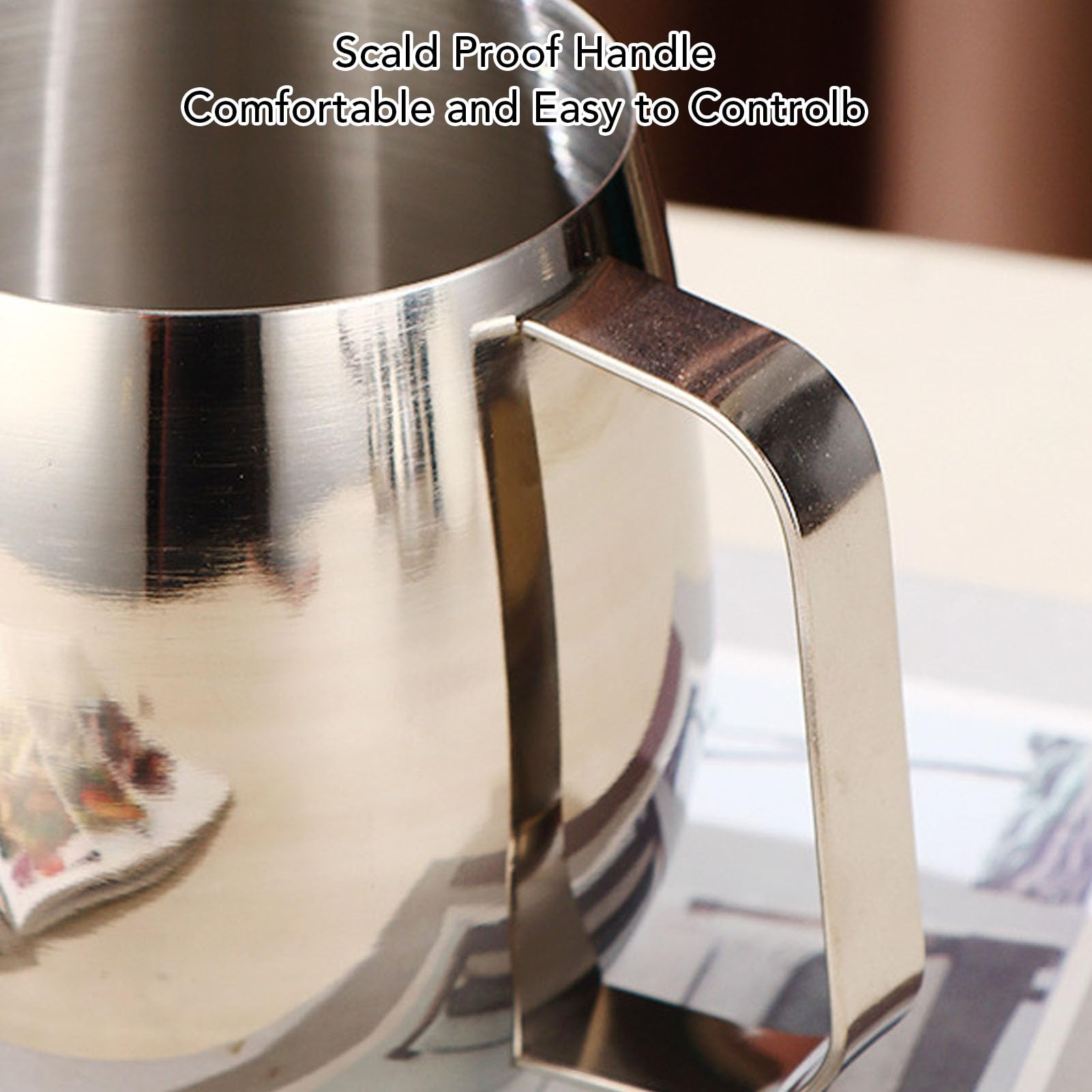 Asixxsix Jarra para Espumar Leche de Acero Inoxidable de 300 Ml, Juego de Azucarero y Bandeja de 250 Ml con Boquilla Afiladora para café Latte Art, Taza de Crema de Acero 304