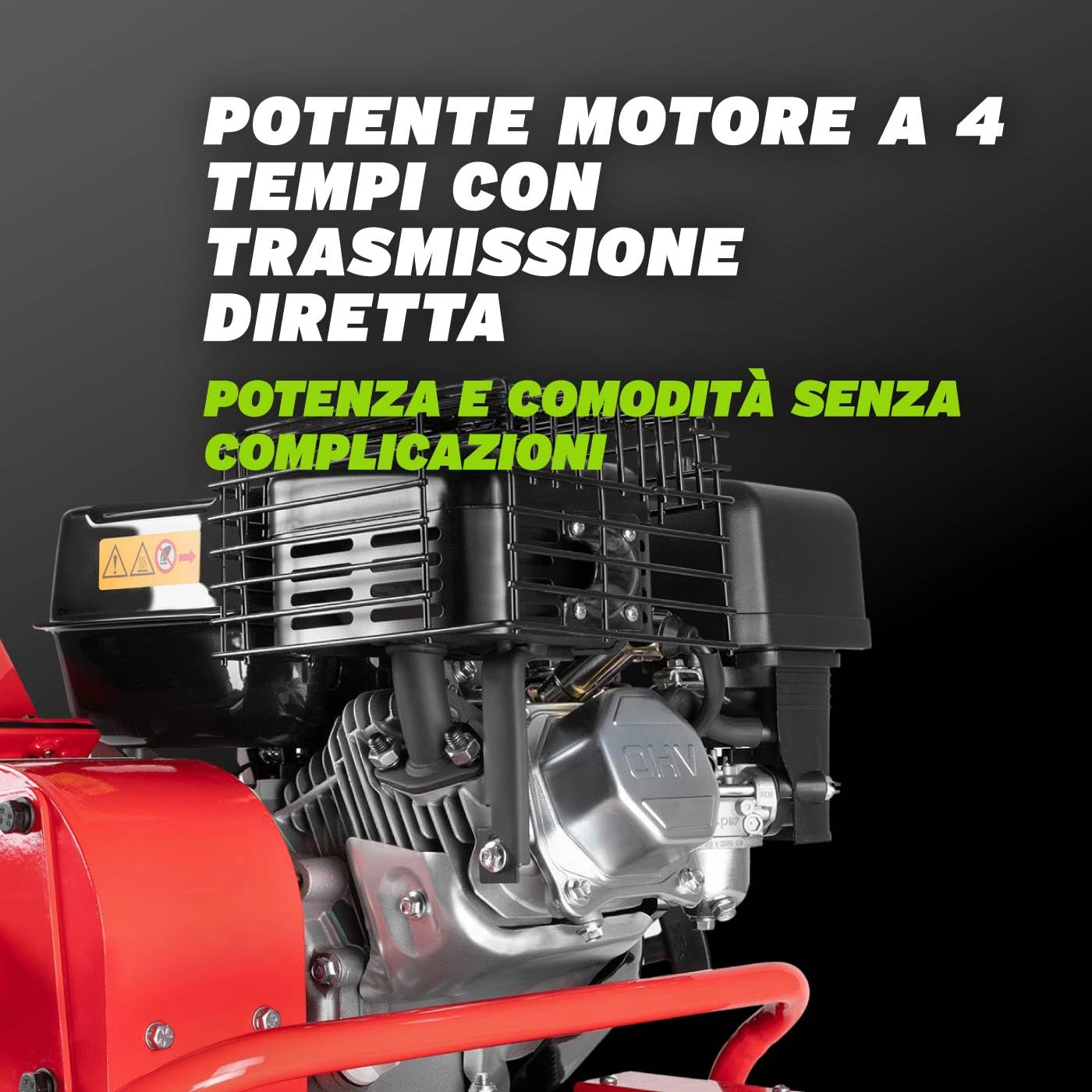GREENCUT GE212X-B - Trituratore a benzina 212cc 7cv, tritura rami fino a 50 mm, include sacco da 64 L, con ruote e maniglia per il trasporto, rosso