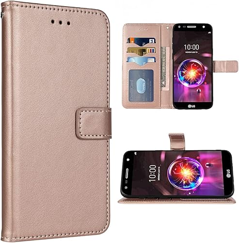 FDCWTSH compatible con LG X ChargeFiesta 2 LTEX Power 2X5LV7 Funda de cartera con correa de cuero Flip Cover titular de la tarjeta Fundas para