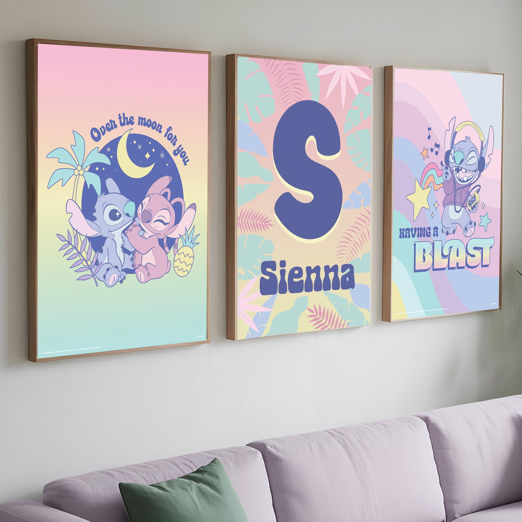 Disney Stitch & Lilo Personalised Poster Set of 3 Wall Prints Kids - Size A2