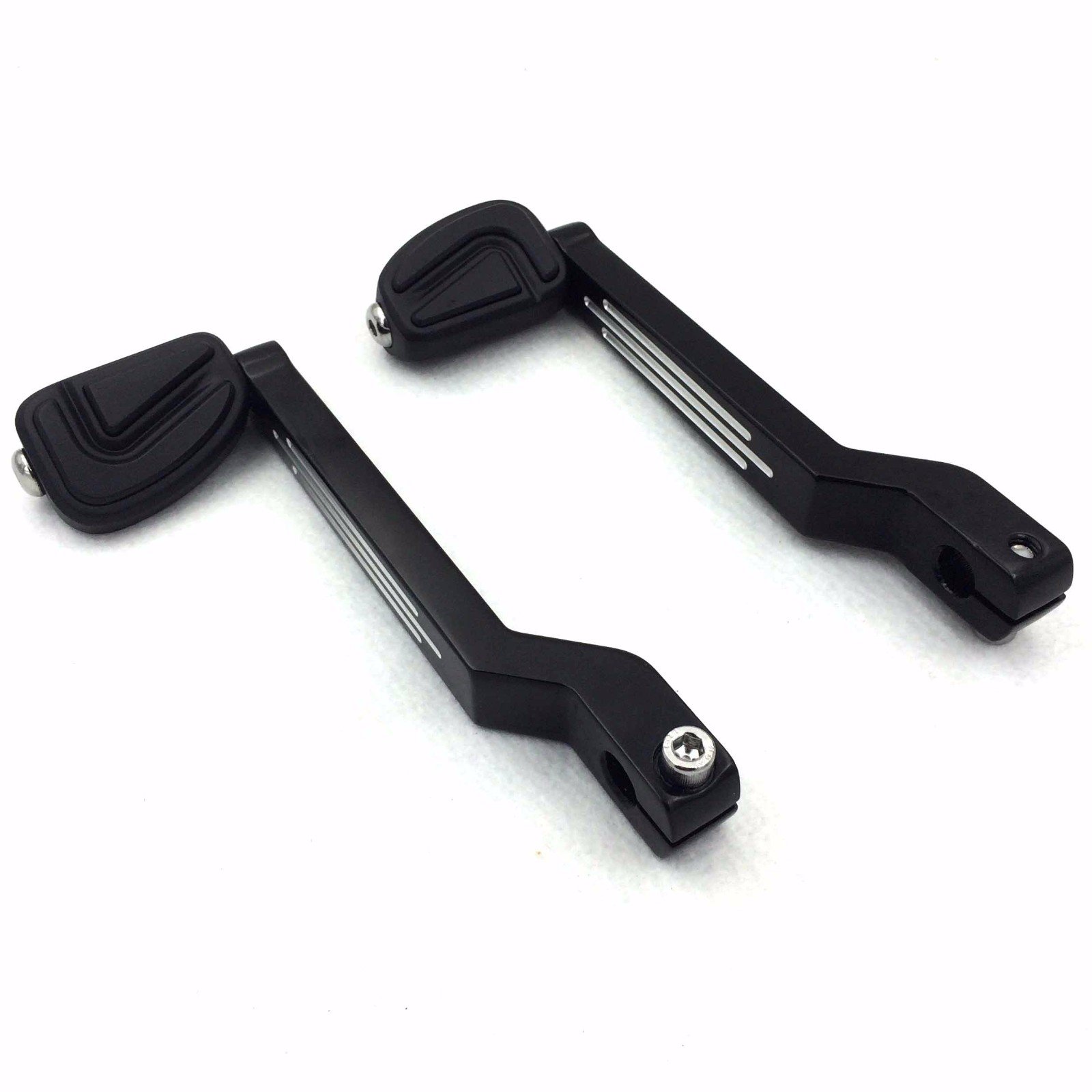 HK Moto- Black AirFlow Groove Silver Groove Cut Heel/Toe Shift Lever with Shifter Footrest Foot Pegs For Harley Electra Glide Trike Tri Street Glide Road Glide