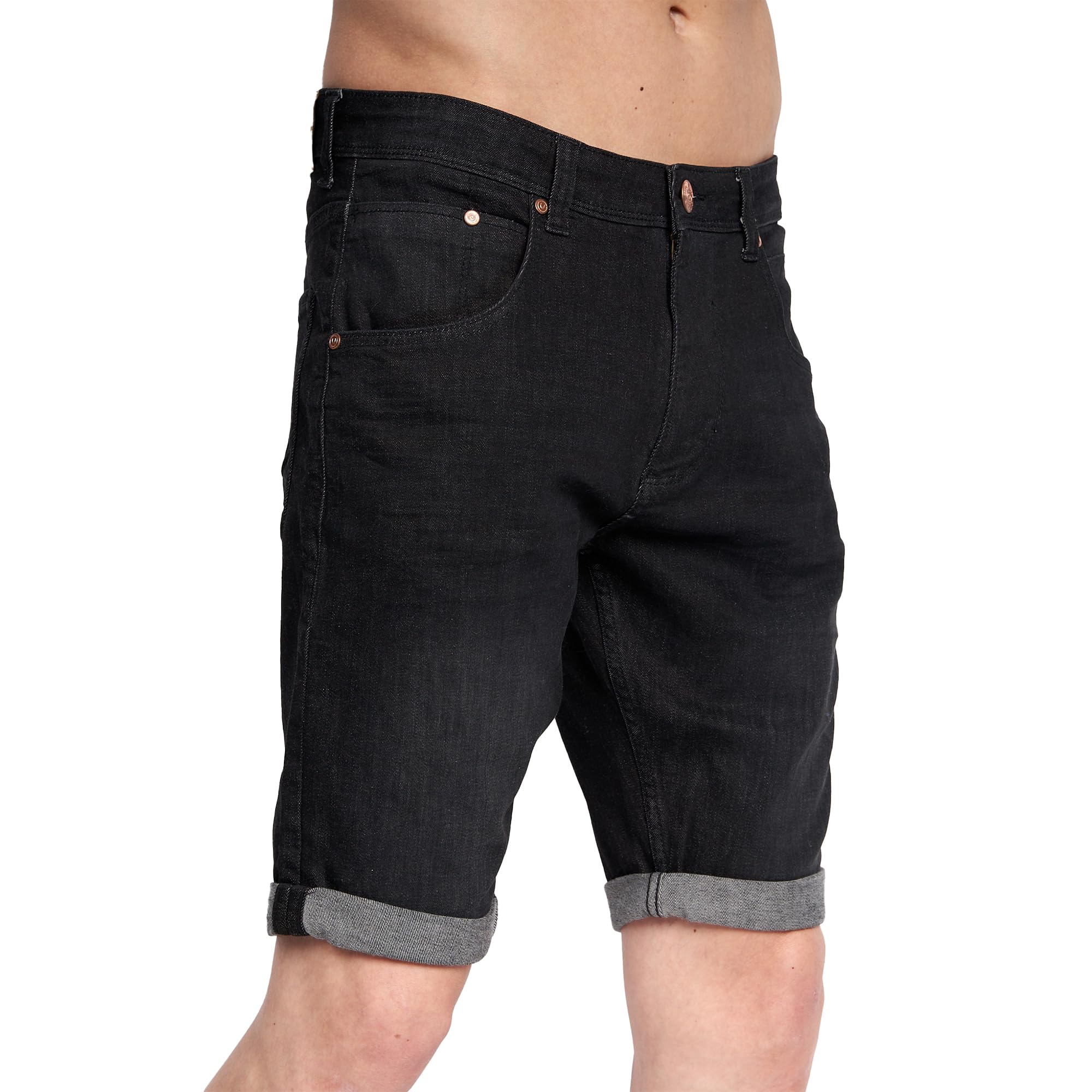 Mens Everyday Essential Cotton Slim Fit Casual Summer Denim Shorts, Mustone / Black Wash, 36