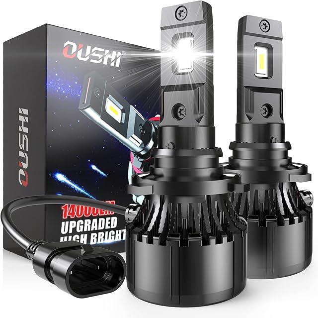9005 LED Headlight Bulb, OUSHI 70W 14000 Lumens Per Pair Extremely Bright 6000K Xenon White 360 Degree Adjustable Beam Waterproof High Power HB3 Headlight Bulbs Conversion Kit, Pack of 2