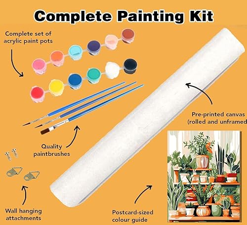 Miniatura 6 de igoodom Kit de pintura de calavera por números para adultos, pintura por números para adultos, flor de calavera, pintura al óleo, pinturas acrílicas