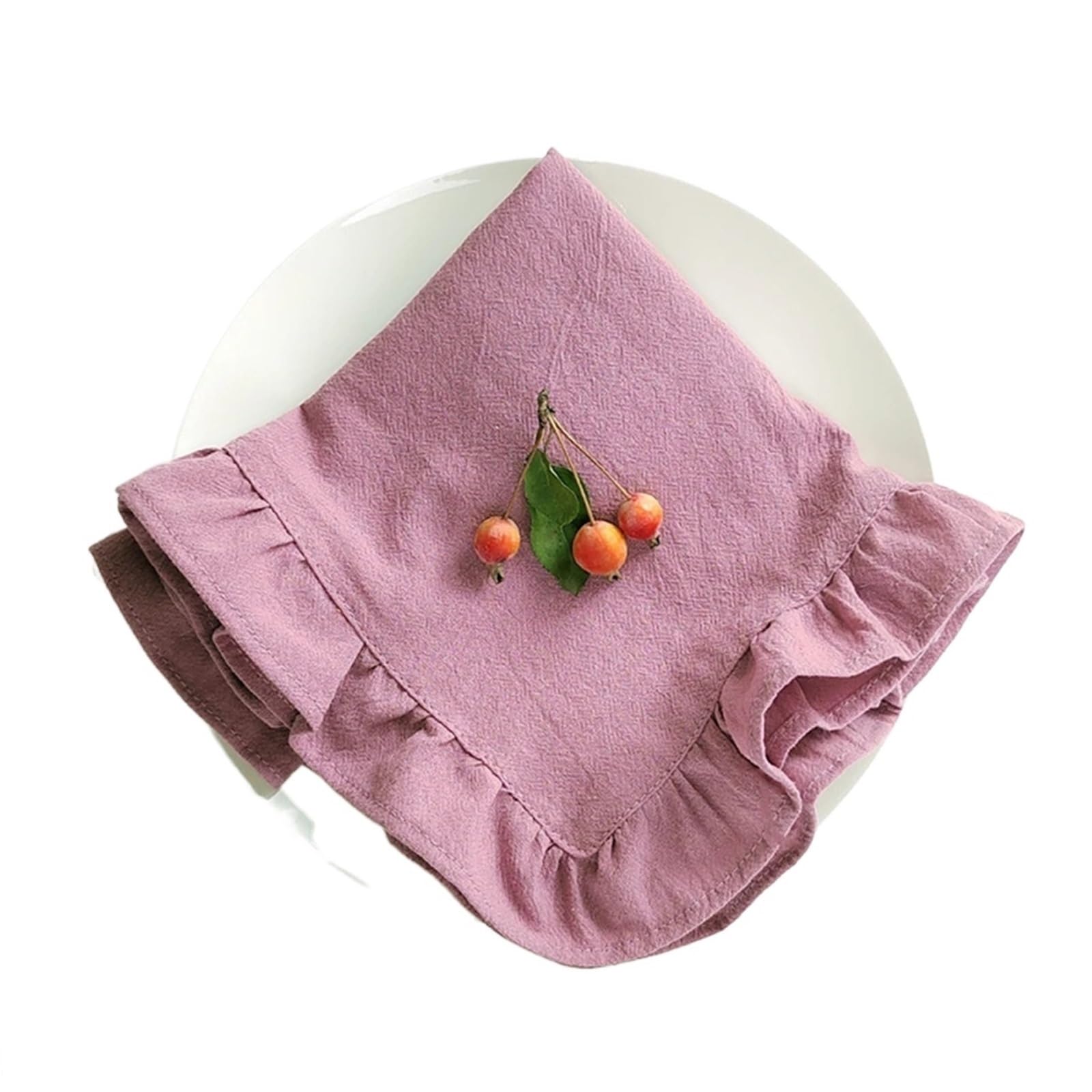 Ruffle Placemats Cotton Ruffle Cloth Napkins Set of 6 Dinner Placemat Table Decorations Handcrafted Machine Washable Kitchen Home Decor(Purple,6Pcs 45x45cm)