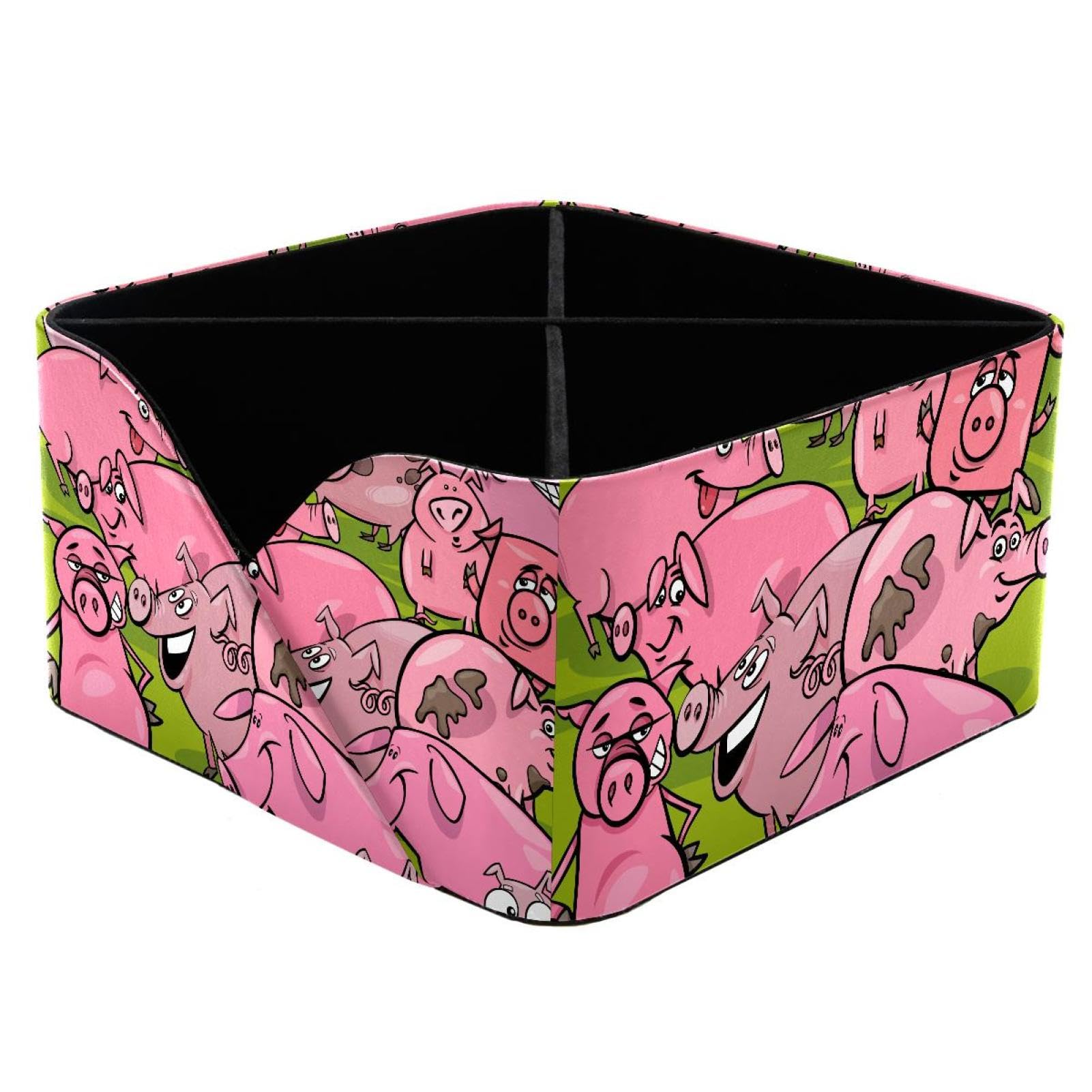 KengjuTesu Pigs Desktop Organizer Pen Holder, Rectangular Pencil Cup for Office, Study and Makeup Stations