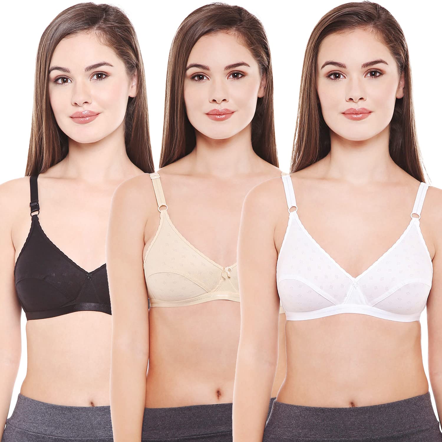 bodycare Women's Cotton Non Padded Wire Free Everyday Bra Multicolored-picture-44