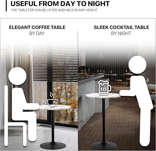 Miniatura 21 de MoNiBloom Mesa de pub bistro con barra redonda de 27.5 a 36 pulgadas, mesa de cóctel ajustable en altura con mesa de 23.5 pulgadas para comedor