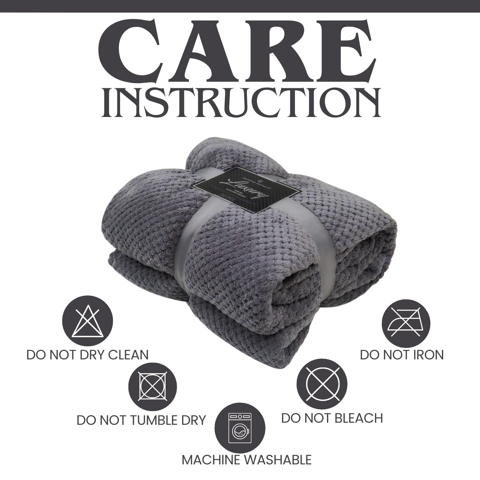 Dolce Vari Premium Waffle Whisper Fleece Throw Blankets Honeycomb Super Soft Warm Cozy Over Sofa Bed Throw Blanket (Charcoal, Single) - Image 3