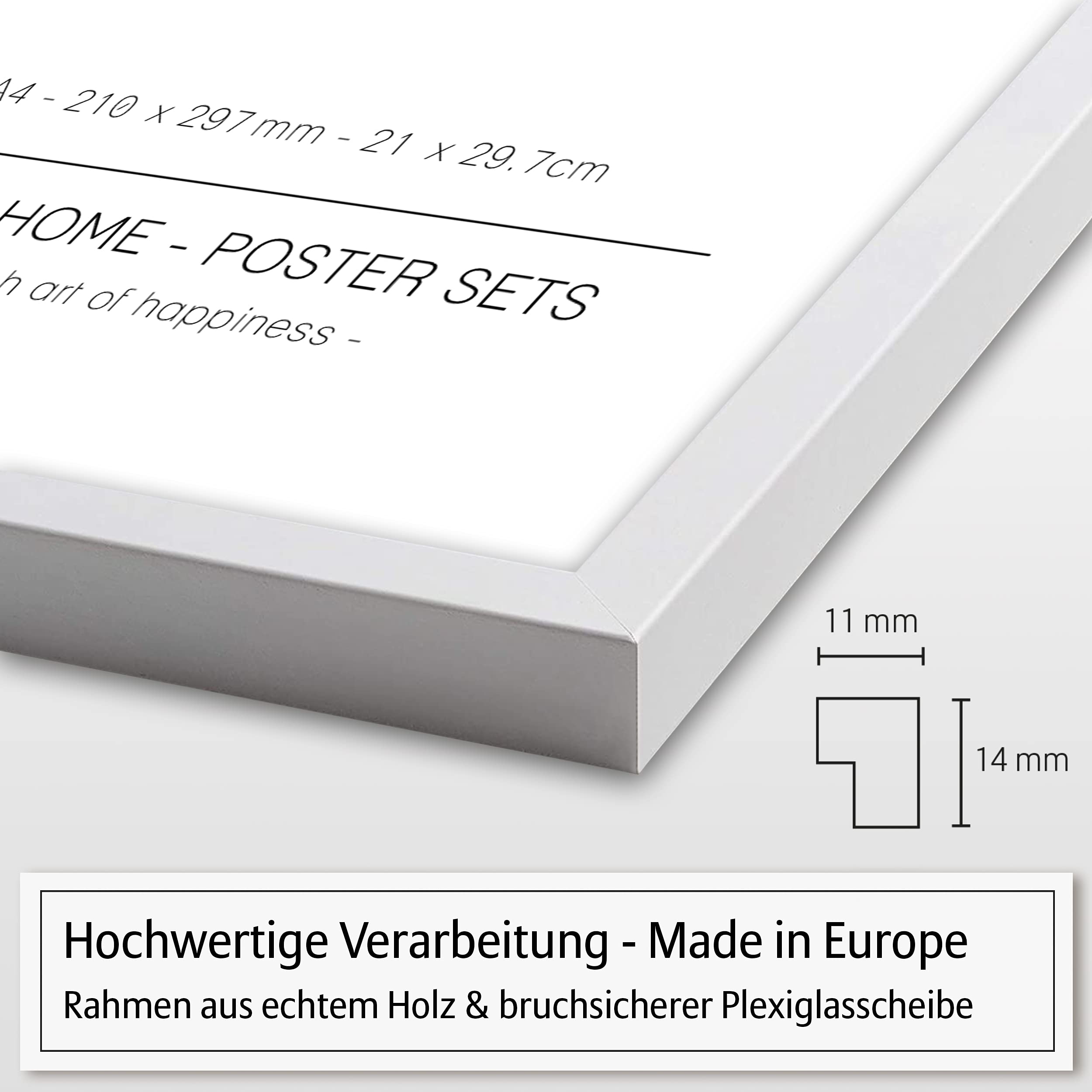 Hyggelig Home Premium Poster Set - 7 hochwertige Poster im Kunstdruck bunt Bauhaus aesthetic - für Wohnzimmer Schlafzimmer Esszimmer Flur - Set Matisse Art - Mit Rahmen weiß