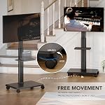 Universal Mobile TV Stand avec roues – Cartouche de roulement à double niveau pour poids lourds 27 à 65 Télévisions de pouce (LCD/LED/OLED), Appui 88lbs & VESA 400x400mm, Idéal pour le salon, salle de gym, bureau noir