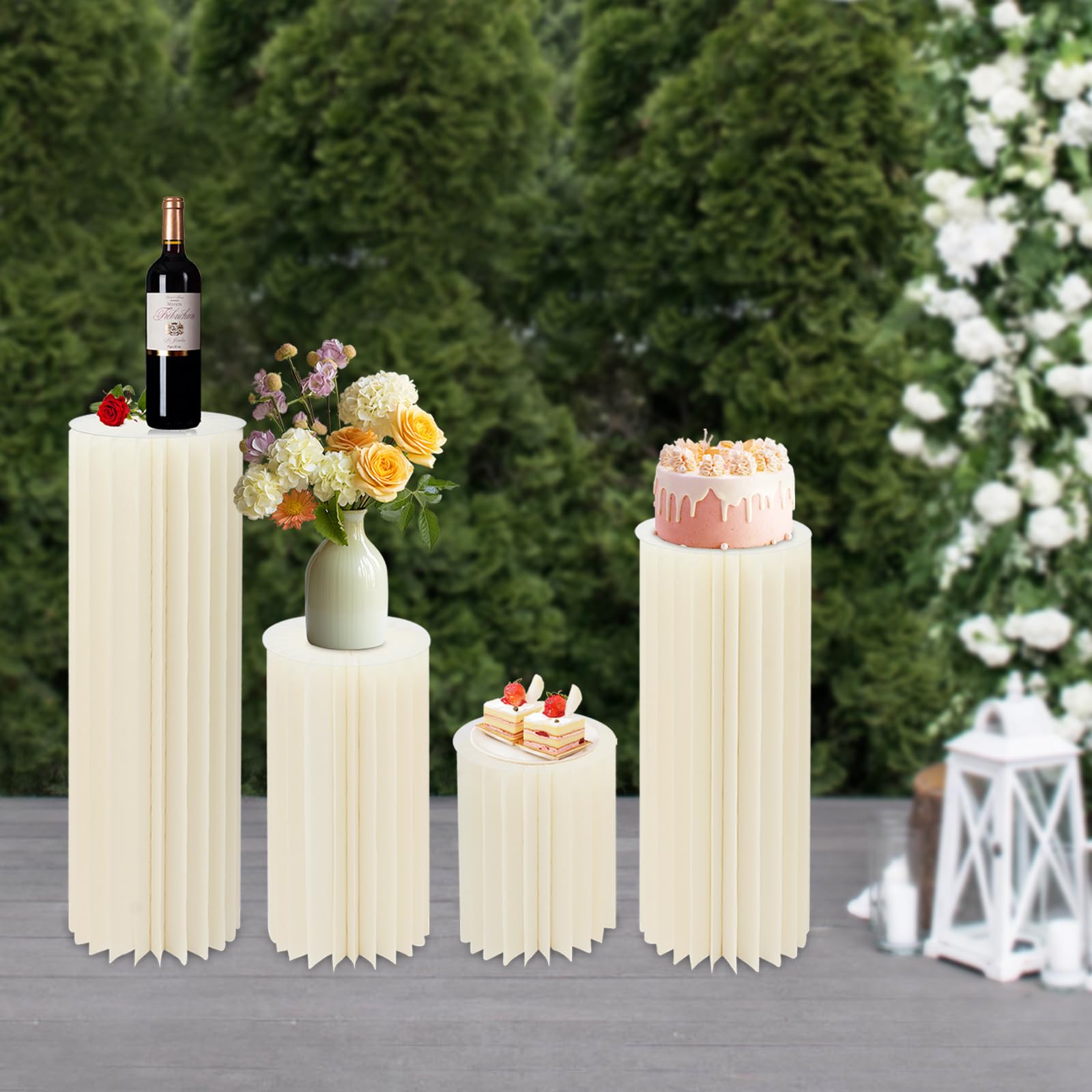 Espositore pieghevole in cartone, set da 4 pezzi, con piastre in PVC per matrimoni, feste e decorazioni (40 cm, 60 cm, 80 cm, 100 cm)