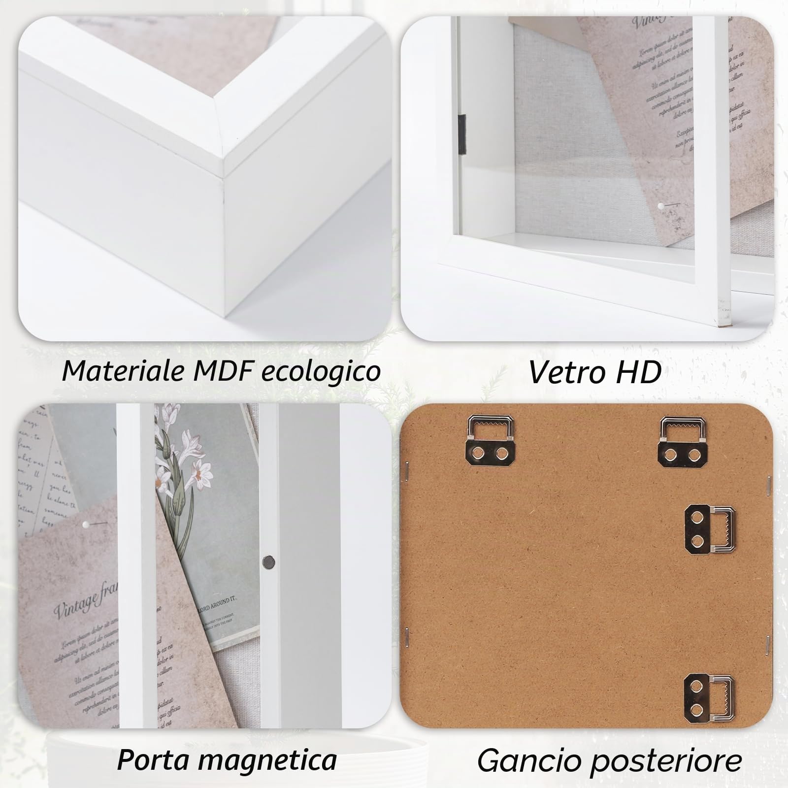 Muzilife Cornice portafoto in legno 3D con apertura da riempire, 28 x 35 cm, con puntine e tasselli, per display fai da te, shadow box, regalo di Pasqua, per famiglia, amici, ufficio, bianco