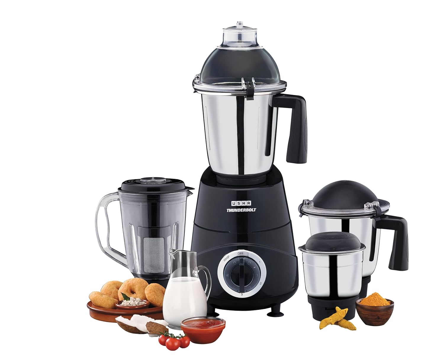 Buy USHA Thunderbolt Pro 1000 W Copper Motor Mixer Grinder with 4 Jars
