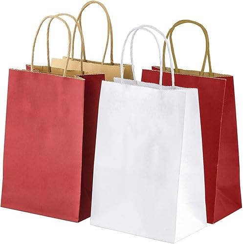Elegant Supply Bolsas de papel kraft con asas trenzadas para regalo navideño, multiusos, adecuadas para cada ocasión, 8 x 4.25 x 10.5 pulgadas,