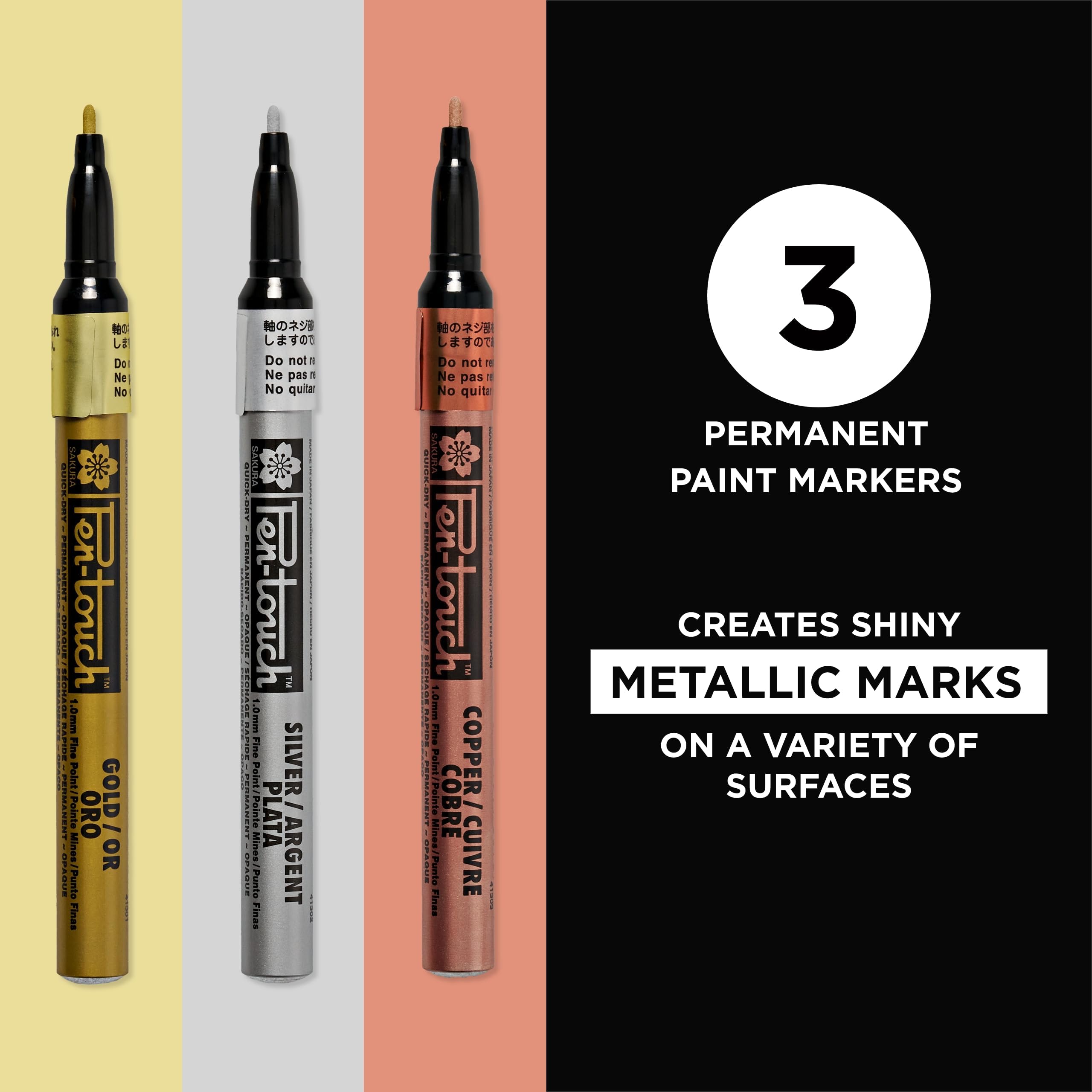 Amazon.com: SAKURA 42391 3-Piece Fine Pentouch Paint Marker, 1.0mm
