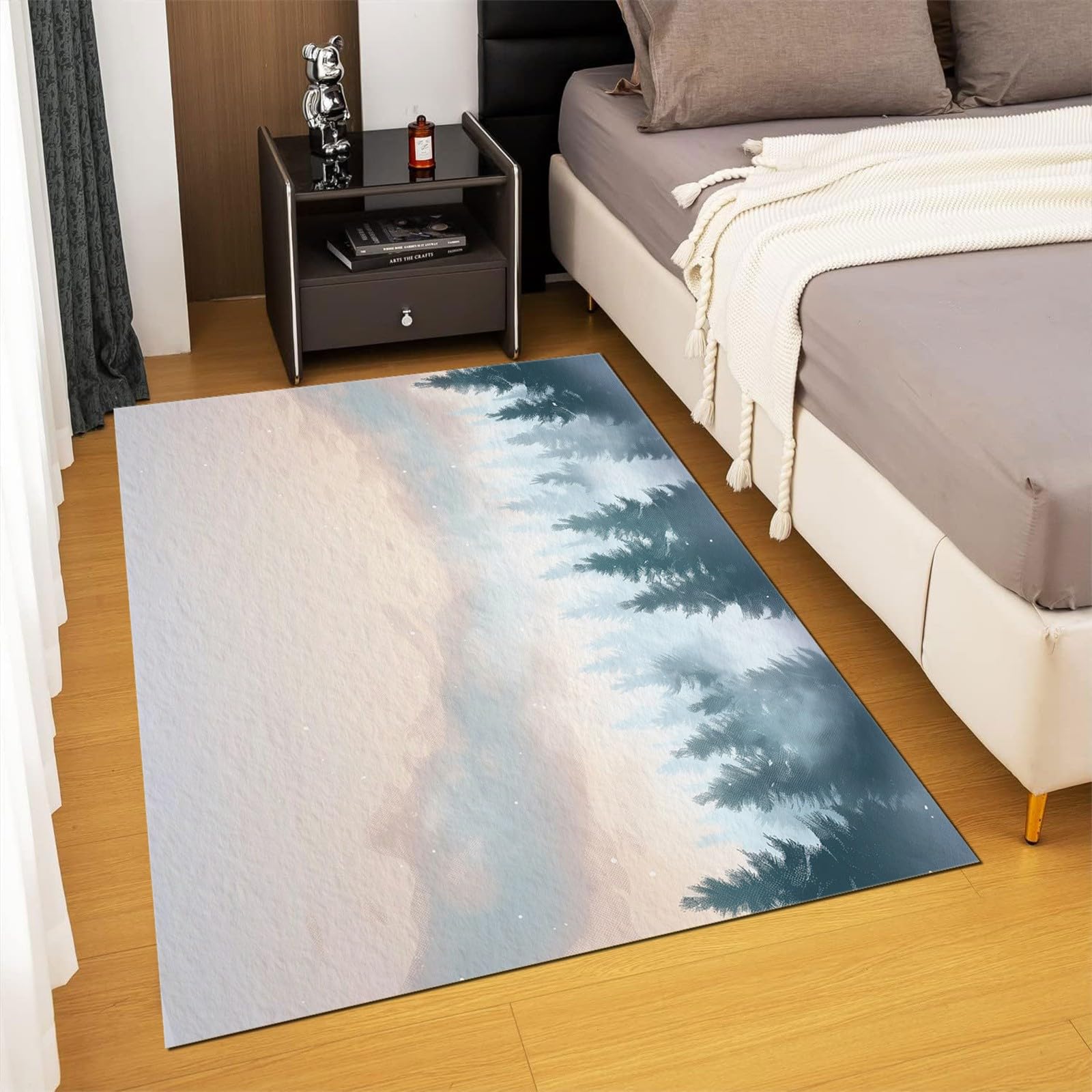 Dywan z motywem lasu cedrowego - miękki antypoślizgowy dywan mata podłogowa do salonu, biura, sypialni, jadalni, dywany dekoracyjne - 120 cm x 180 cm dywany