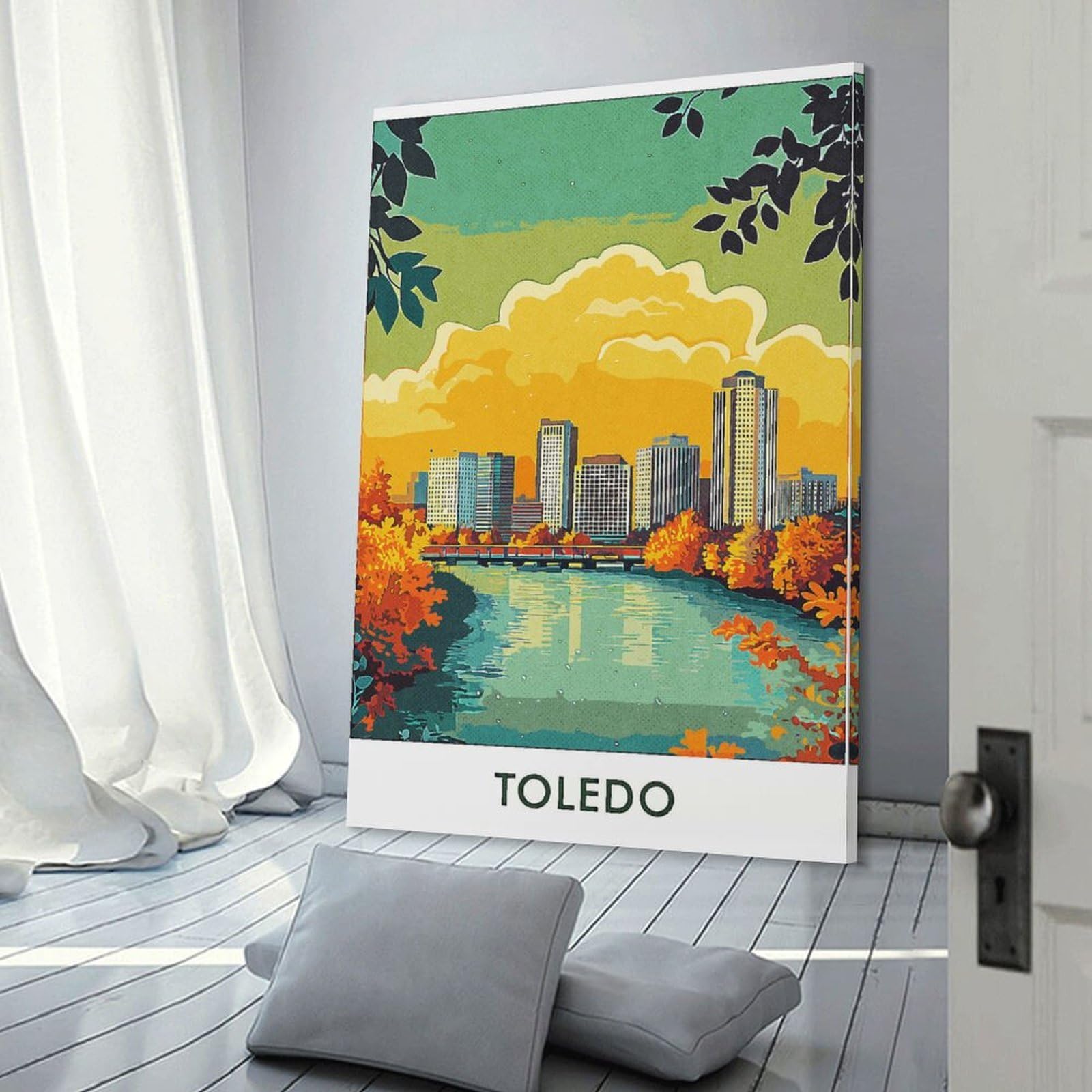 Junmoney Toledo Skyline Wall Art Print, 24x36inch(60x90cm), for Workspace Walls, Study Corners Or Bedrooms, A Smart Decor Choice for Study Walls