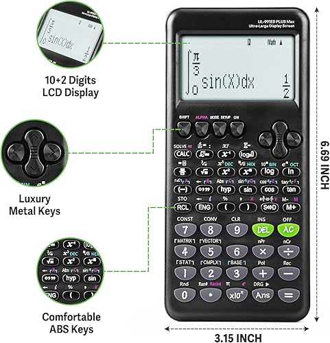 Miniatura 4 de Calculadoras científicas, calculadora de pantalla ultra grande 991ES con función 417, suministros escolares de exhibición de 4 líneas para