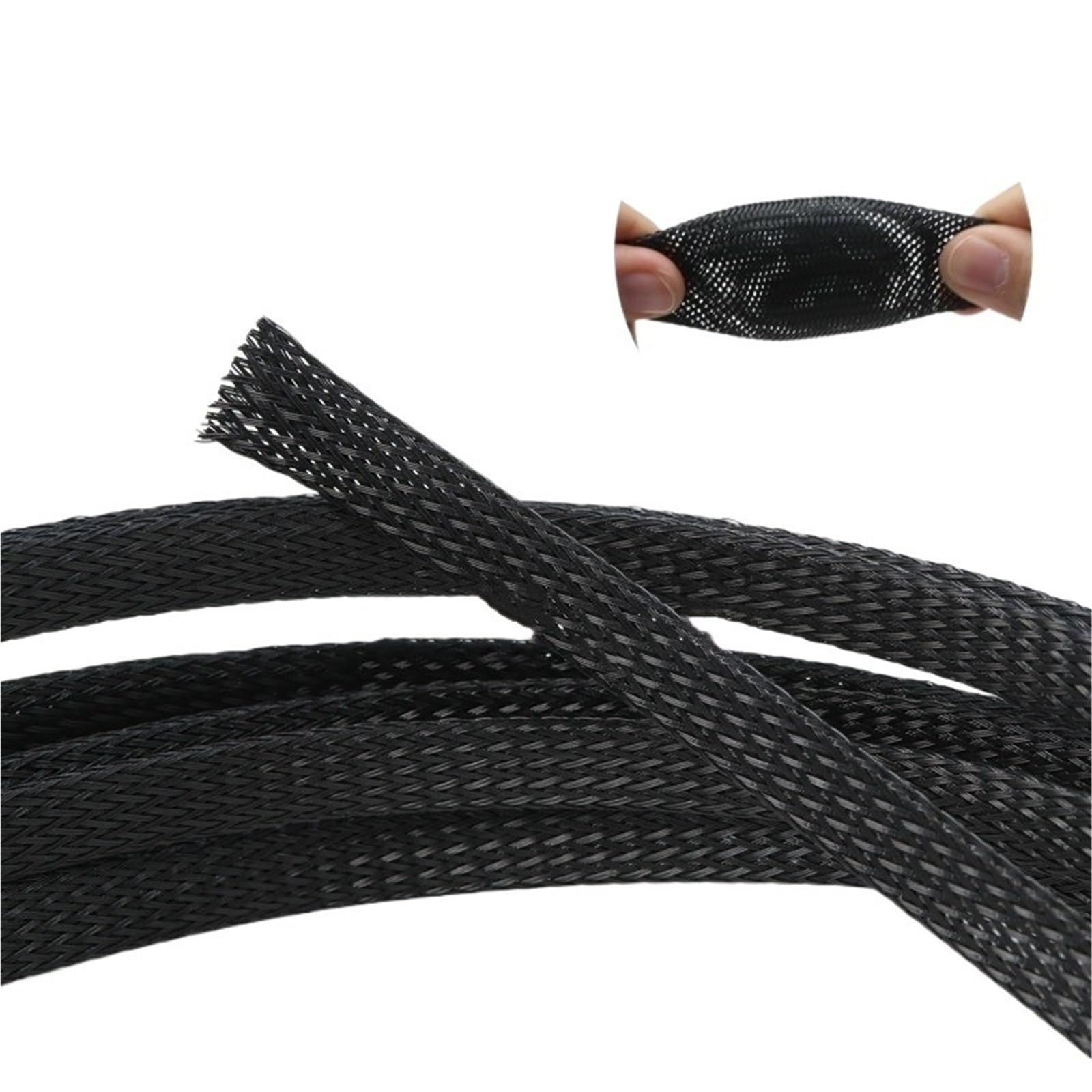 Guaina for cavi in ​​nylon espandibile da 10 metri, tubo in maglia intrecciata isolata da 50 mm a 100 mm for una protezione superiore dei cavi(55mm Flat Width)