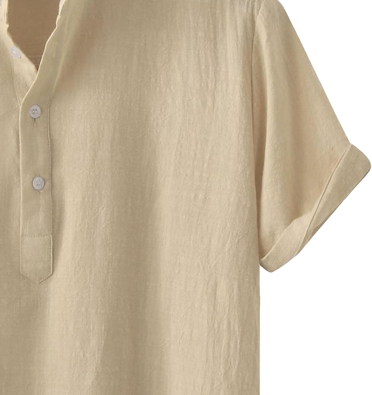Men's Linen Henley Shirts Short Sleeve Casual Beach T-Shirt Lightweight Breathable Summer Tops